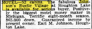 Johnsons Rustic Village (White Deer Condominiums) - March 1953 For Sale